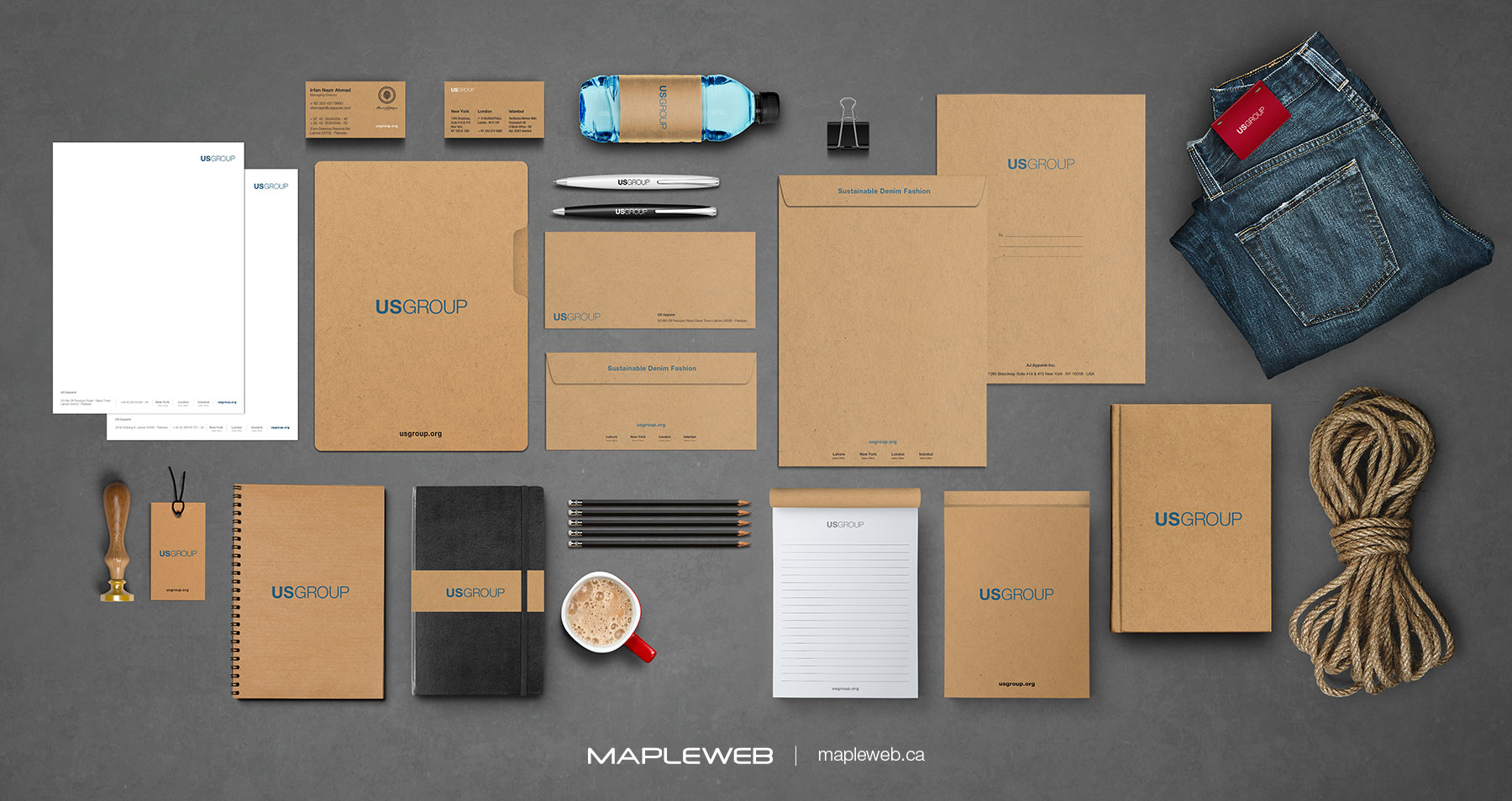 Us Group Craft Stationery Jeans and Rope Brand design by Mapleweb
